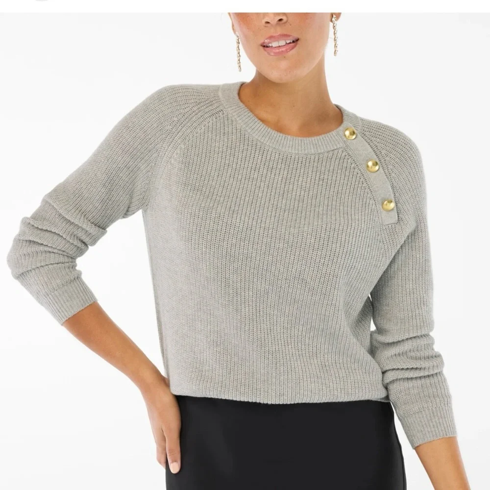J. Crew Gray and Gold Crew Neck Sweater